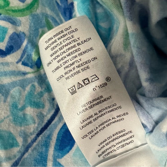 LAUREN RALPH LAUREN 2 Strap Blue Green Cotton Viscose Babydoll Nightgown Size L - Picture 8 of 9